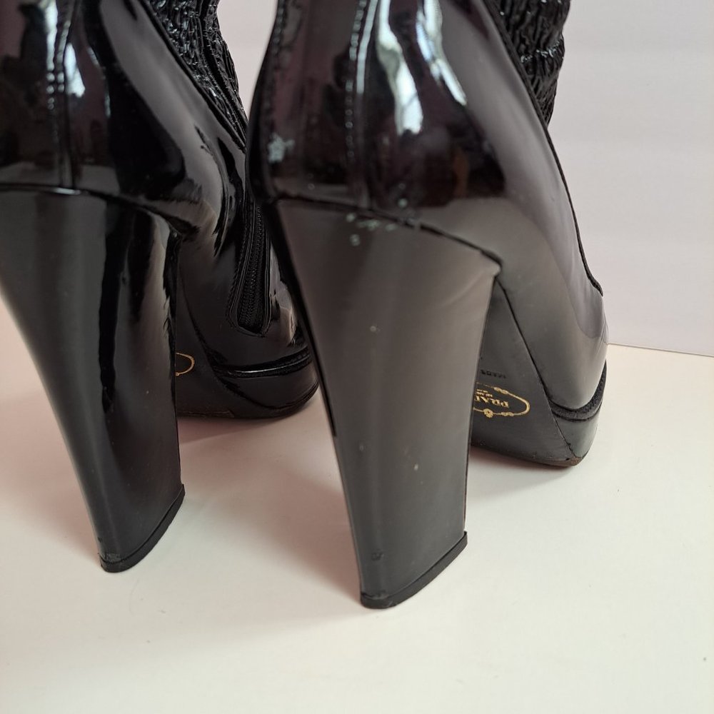 Prada Women's Black Leather Long Boots Size 36.5 - Picture 11 of 16